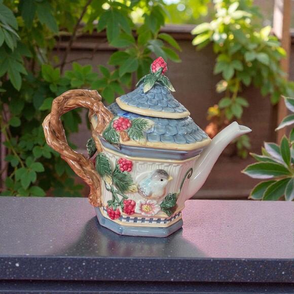 Fitz and Floyd English Garden Collection Teapot with Lid Handpainted Vintage - Picture 4 of 9